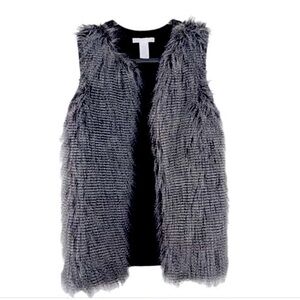 Design history, gray faux fur sweater vest.